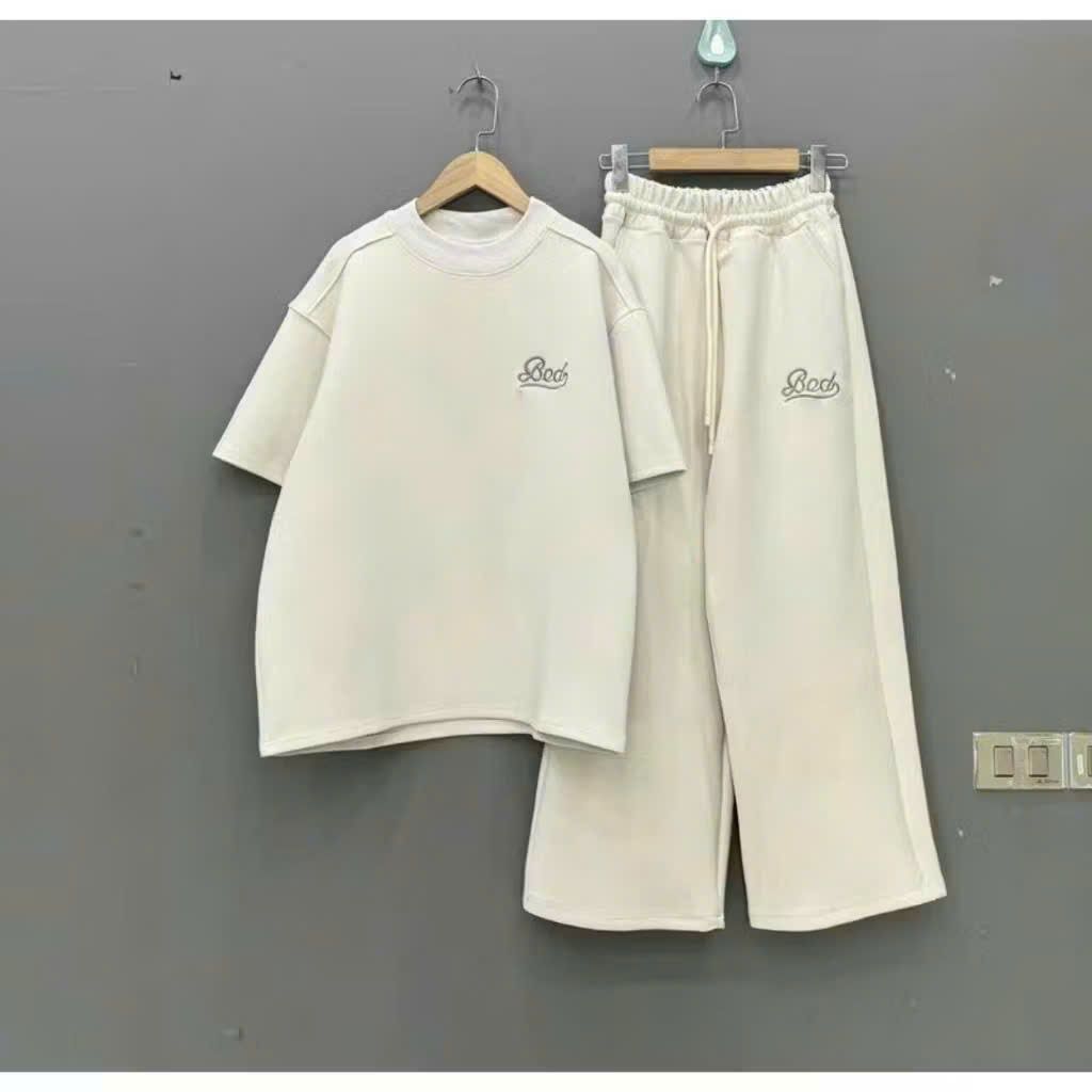 Sét bộ đồ nữ dáng dài da cá in ngựa màu xám đậm +phối áo phông xám đậm form rộng unisex chất mát