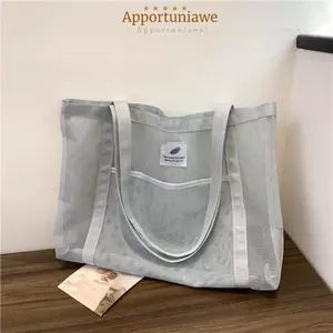 Túi đeo vai lưới IAPPORTUNIA, Túi đi biển du lịch trong suốt bằng lưới, Mua sắm thông thường di động Túi tắm bơi khô nhanh cho nữ