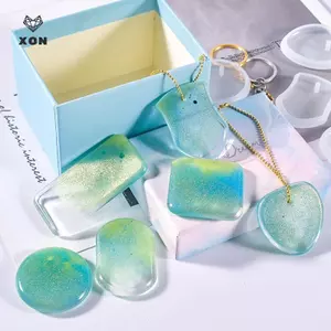 DIY Móc Khóa Mặt Dây Chuyền Khuôn Silicon DIY Mặt Dây Chuyền Pha Lê Nhựa Epoxy Khuôn Tròn Hình Chữ Nhật Mặt Dây Làm Đồ Trang Sức [Mina]