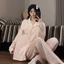 Bộ Đồ Ngủ Ngoại Thương Cặp Đôi Xuân Thu Áo Cardigan Cổ Bẻ Bông Mây Nam Nữ Bộ Đồ Mặc Nhà Rộng Rãi Dài Tay