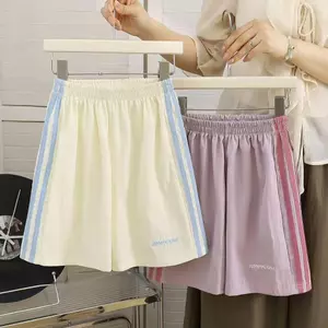 Trẻ em (100-170) Quần short thể thao mùa hè Sọc bên thêu dáng rộng Cảm giác mát mẻ Quần năm điểm thoáng khí thông thường