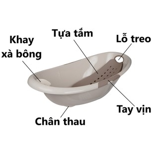 Thau chậu tắm bé đa năng nhựa VIỆT NHẬT 2202 - Có ván lưới tựa tắm, tay vịn, khay sữa tắm