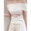 Áo thun ngắn tay kiểu Pháp Pure Desire Ren khâu vai nghiêng dành cho nữ Thiết kế mùa hè có dây Slim
