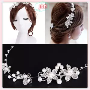 JRP Mới Pha Lê Kim Cương Giả Ngọc Trai Bạc Tiệc Cưới Tiara Cô Dâu Kẹp Tóc JRP