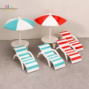 HL Mini Sun Umbrella Đôi Đi Biển Bộ Ghế Thu Nhỏ Thủ Công Thủ Công Đồ Chơi Trang Trí Nhà Micro Phong Cảnh Đồ Trang Trí LMWU