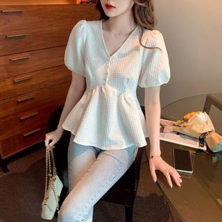 [Hàng mới về] Áo sơ mi voan nữ Váy mùa hè đẹp Áo sơ mi nhỏ hẹp thời trang giảm tuổi bụng tay ngắn