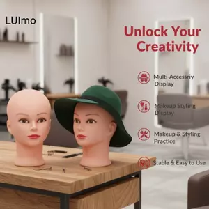 LUImo Bald Salon Sử Dụng Đầu Mannequin Kết Cấu Thực Tế Mô Hình Búp Bê Trang Điểm Cho Tóc Giả Làm Kiểu Mũ Hiển Thị Huấn Luyện SBS