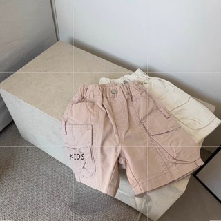 Mùa Hè Bé Gái Cao Cấp Túi Lớn Quần Short Nhật Bản Phong Cách Hàn Quốc Co Giãn Eo Chữ Năm Điểm Quần Thường Ngày