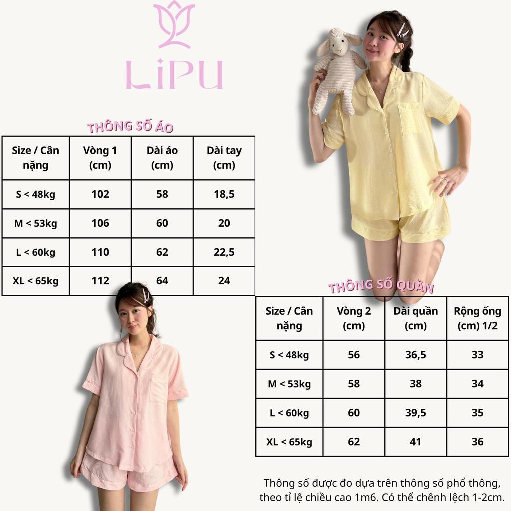 Set Pyjama Cộc Tay Sọc Tăm Phối Viền S04 LIPU