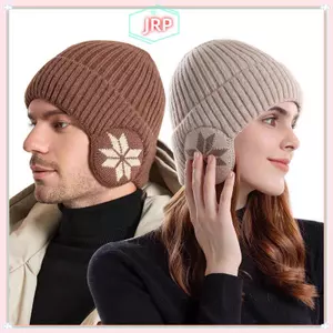 JRP Mới Unisex Mùa Đông Mũ Dệt Kim Có Earflap Mũ Beanie Thời Trang Dành Cho Nam Nữ Ngoài Trời Cổ Điển Giữ Ấm Mũ JRP