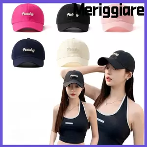 Mũ bóng chày MERIGGIARE, Mũ lưỡi vịt màu trơn có thể điều chỉnh, Mũ chống nắng thêu chữ thoáng khí thời trang dành cho nữ