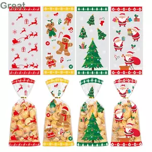 GREAT 50 Chiếc Túi Đóng Gói Giáng Sinh, Giáng Sinh Vui Vẻ Ông Già Noel Giáng Sinh Túi Kẹo Giáng Sinh, Bao Bì Ăn Nhẹ Cung Cấp Tiệc Quà Tặng Cây Giáng Sinh Người Tuyết Bánh Quy Gói