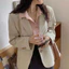 Phụ Nữ Màu Đen Chắc Chắn Dài Tay Phù Hợp Với Áo Khoác Ngoài Nữ Công Sở Nữ OL Áo Blazer Công Sở