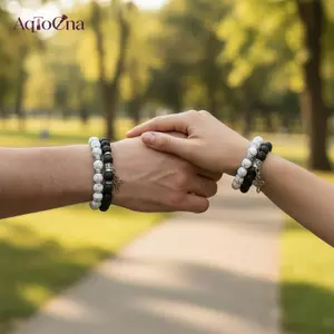 AqToCna Đá Thiên Nhiên Đính Hạt Vòng Tay Dành Cho Nam Thiết Kế Chữ Thập 2 Bộ Phong Cách Retro Món Quà Hoàn Hảo Cho Bạn Bè AqToCna