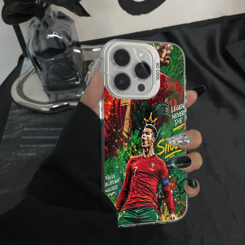 Ốp lưng iPhone Ronaldo No. 7 phủ kim loại hoa văn IMD iP 17 16 15 14 13 12 11 Pro Max Plus X Max 7 8 Plus Air
