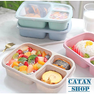 Hộp Đựng Cơm Lúa Mạch Khay Nhựa Đựng Cơm 3 Ngăn Tiện Dụng Nắp Đậy Kín Chịu Nhiệt Độ Cao Chất Liệu An Toàn