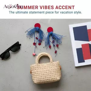 AqToCna Phóng Đại Đỏ Xanh Màu Áo Bông Tai Dài Phong Cách Kỳ Nghỉ Cao Cấp Retro Cô Dâu Phụ Kiện Tai Nữ Cá Tính Trang Sức Quà Tặng AqToCna