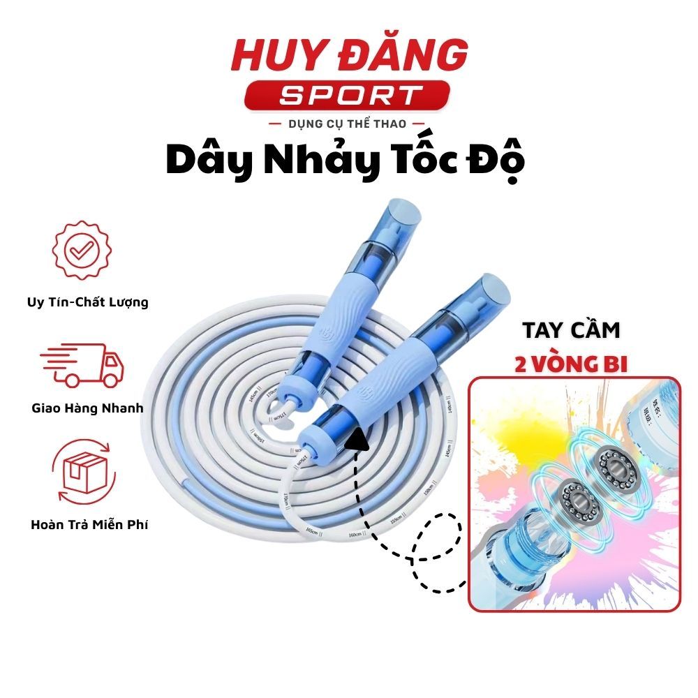 HuyDangSport Dây Nhảy Cho Trẻ Em, Tay Cầm 2 Vòng Bi Mượt, Điều Chỉnh Độ Dài, Tặng Bảng Tên DC004