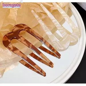 Chân tóc kiểu Pháp BORAGETE, 3 dụng cụ tạo kiểu tóc Prong, Phụ kiện kiểu tóc hình chữ U Acrylic thời trang Sử dụng hàng ngày