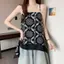 Fat mm Phong cách ngày lễ Sling Áo Vest không tay không đều Kích thước lớn thon gọn hơn Áo in hình cổ điển