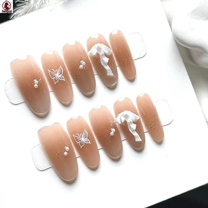 10 Miếng Trung Bình Hình Bầu Dục Bấm Trên Móng Tay Màu Nâu Ấm Chuyển Đổi Móng Tay Giả Nhựa Thoáng Khí Móng Tay Giả Cho Nữ Đi Lại Hàng Ngày Hẹn Hò Tiệc Cưới