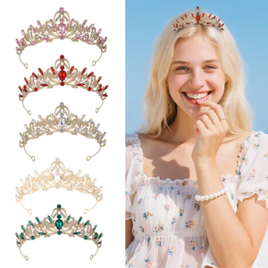 Baroque Retro Đen Sang Trọng Vương Miện Cô Dâu Mũ Cưới Sinh Nhật Nữ Hoàng Thái 20 Tuổi