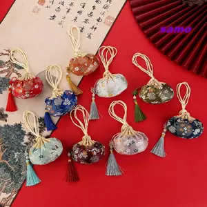 SAMO 1 Túi Bảo Quản Trang Sức, Móc Thổ Cẩm Phong Cách Trung Hoa Ví Đựng Tiền Xu, Hoa Bền Thêu Vintage Túi Tua Rua Túi Quà Tặng Túi Dây Rút