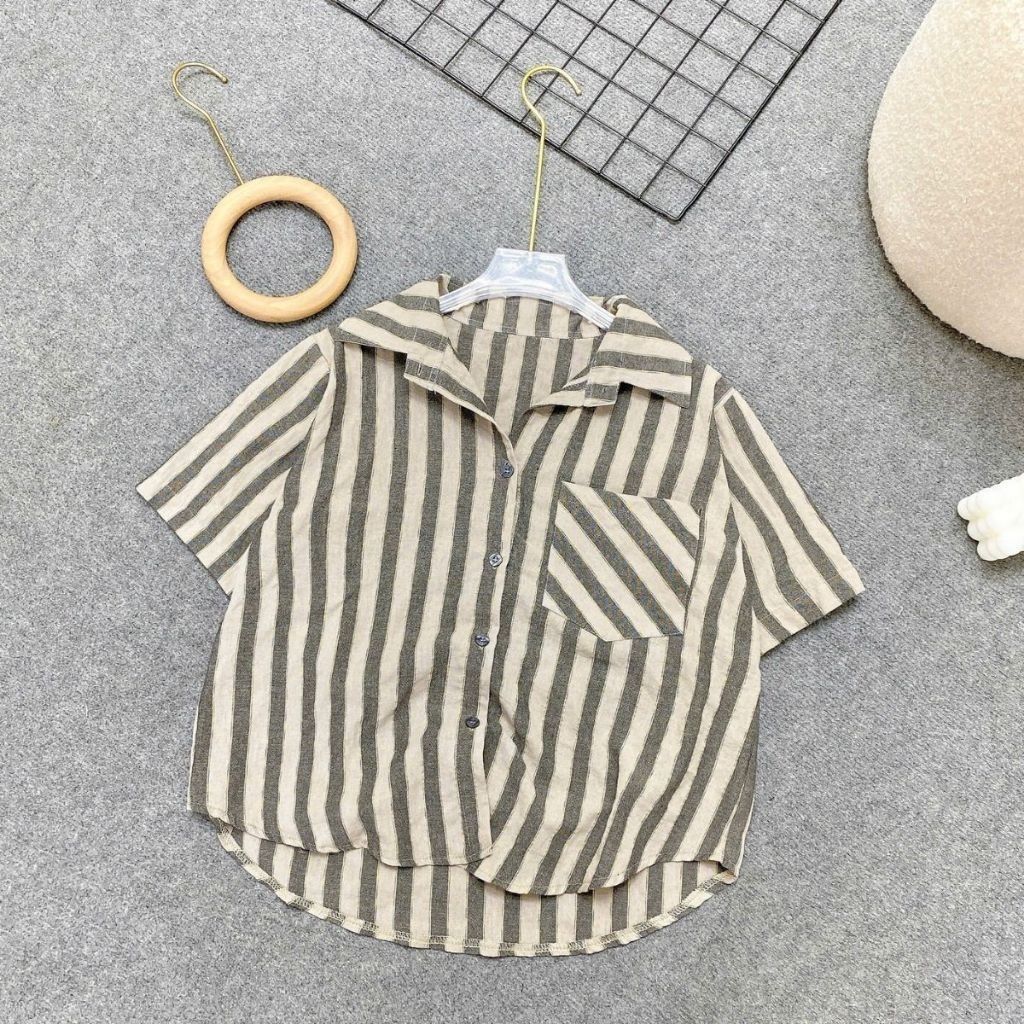 Áo Sơ Mi Kiểu Bigsize Nữ Linen Xước Mềm BIG SIZE Cô Nhỏ, Dáng Vừa Trẻ Trung , Dễ Phối Quần Váy A288