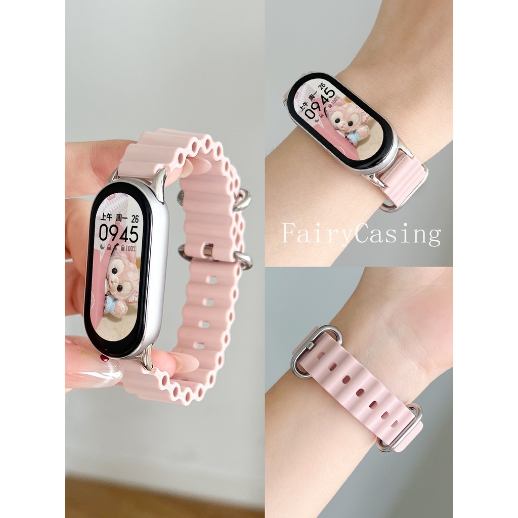 Dây Đeo Đồng Hồ Thể Thao Cho Miband 10 9 8 NFC Thay Thế Cho Miband 7 6 5 4 3 Vòng Tay Silicon Chống Thấm Nước Dây Đeo Phụ Kiện