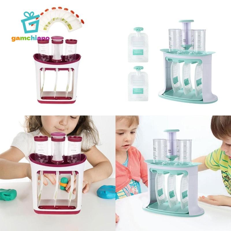Trạm Bóp Máy Làm Thực Phẩm Cho Bé Dễ Dàng Mang Theo Túi Đổ Trạm 3 Hộp Đựng Thực Phẩm Cho Bé Trai Bé Gái Nhà Bếp