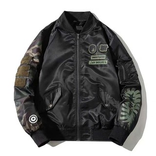 Áo Bomber Bape Phối Tay Rằn Ri .Double - Six . Áo Khoác Gió Dù 2 Lớp Dày Dặn Dáng Rộng .