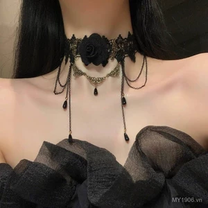 Chocker ren đen họa tiết hoa hồng - phụ kiện thời trang cho nàng