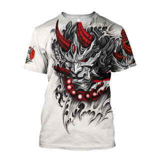 Mới Nhật Bản Samurai Hannya Oni Mặt nạ Rắn Họa Tiết 3D In Áo nam Nữ Áo Sơ Mi Tay Ngắn Quá Khổ Tee Top Kid