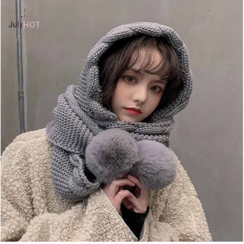 Mũ len dệt kim dày kèm khăn quàng cổ - Set thời trang giữ ấm cho nàng mùa lạnh