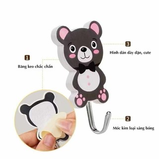 Móc Dán Tường Hình Gấu Dễ Thương Vỉ 3 Cái