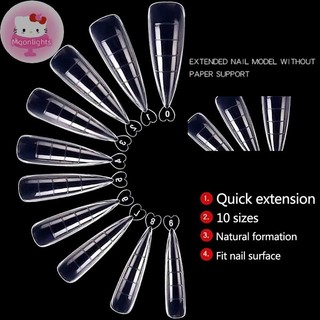 Moonlights 100 Chiếc Móng Tay Dạng Full Cover Gel Khuôn Đầu Móng Tay Nối Dài Tự Làm Móng Tay Phụ Kiện EN