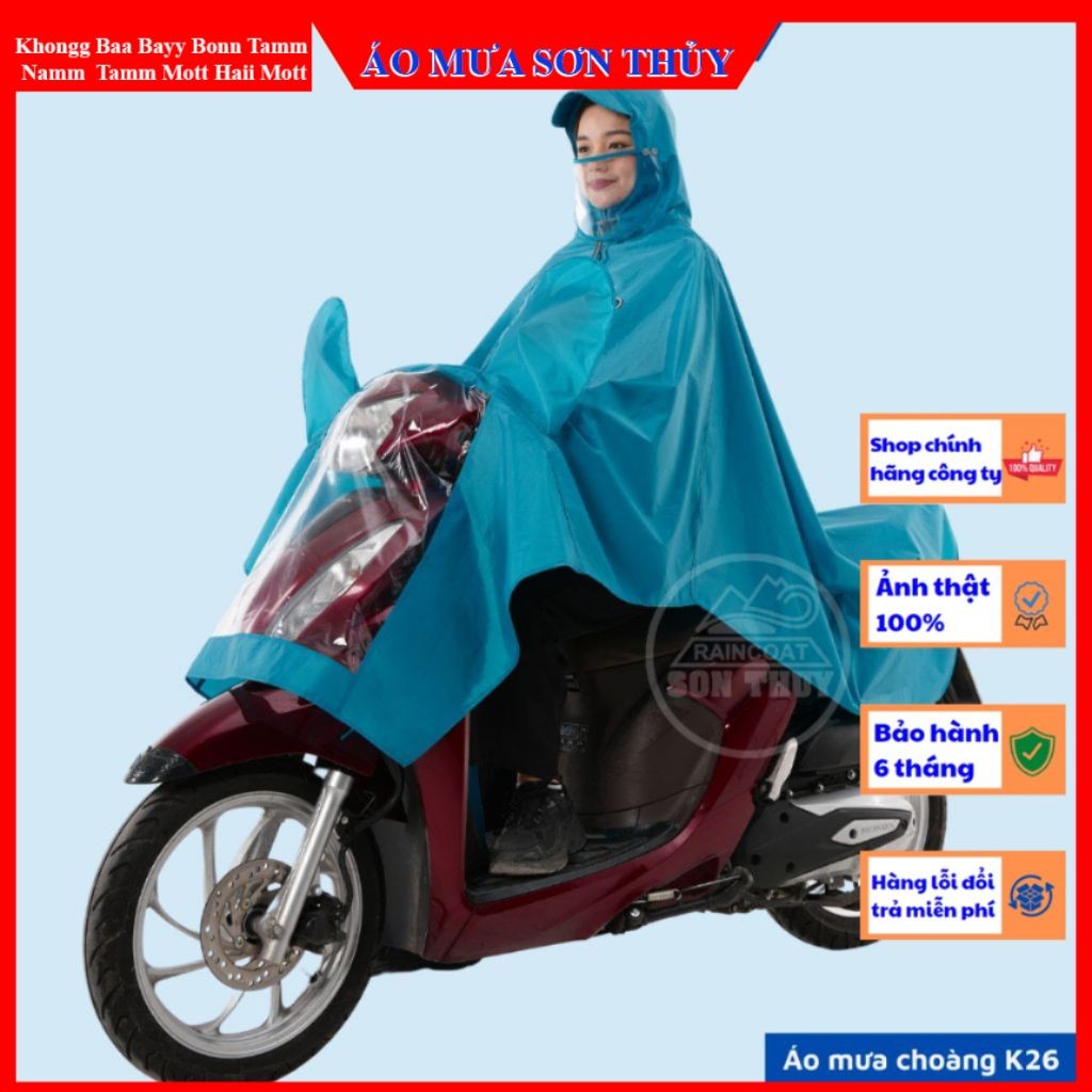 Áo mưa choàng Sơn Thủy K26 ( 1 MŨ ), áo mưa vải dù siêu nhẹ có kính che mặt thiết kế cao cấp mới aomuasonthuyhn