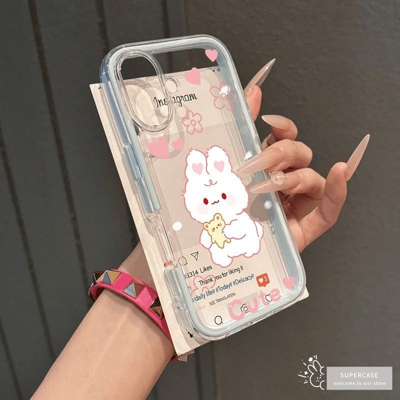 Ốp Điện Thoại Hình Thỏ Hoạt Hình Dễ Thương Cho OPPO Reno 14 13 11 10 9 8 Pro Plus 8T 8Z 8 Lite 5G 4G Cặp Đôi Sang Trọng Màu Kẹo Viền Vỏ Chống Rơi Mềm Trong Suốt