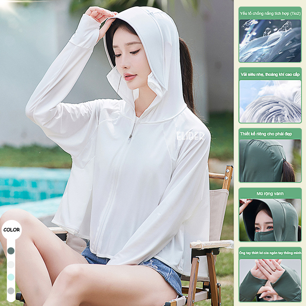 Áo chống nắng nữ UPF 50+ siêu mỏng nhẹ thoáng khí chống tia UV ngoài ...