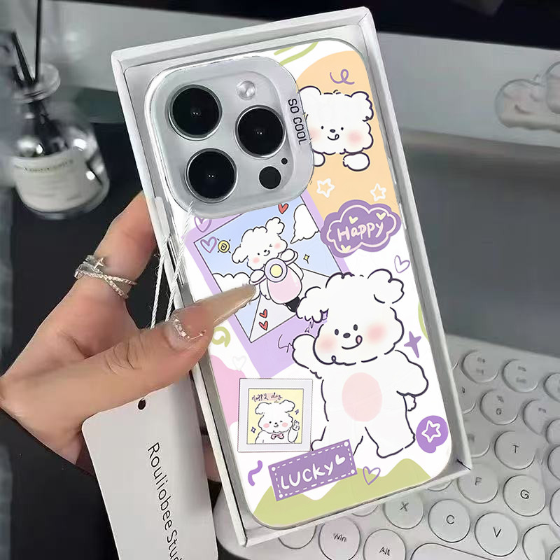 Ốp Lưng iPhone Hình Cún Con Đạp Xe Vui Nhộn - Tương Thích 16/15/14/13/12/11 Pro Max, XS Max, X