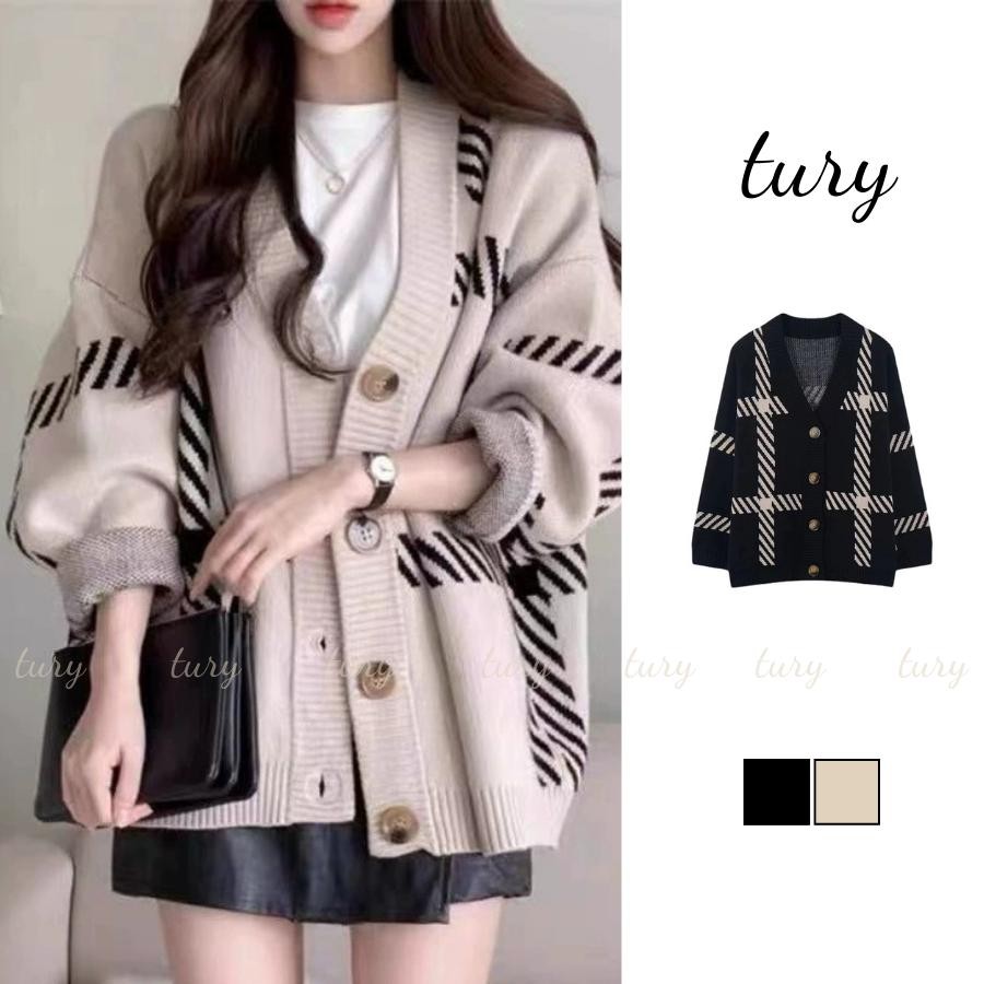 Áo Len Unisex Nam Nữ - Tury - Áo Cardigan Họa Tiết Vintage Áo Len Dài Tay Cổ V Cá Tính Thời Trang Thu Đông -  TA039