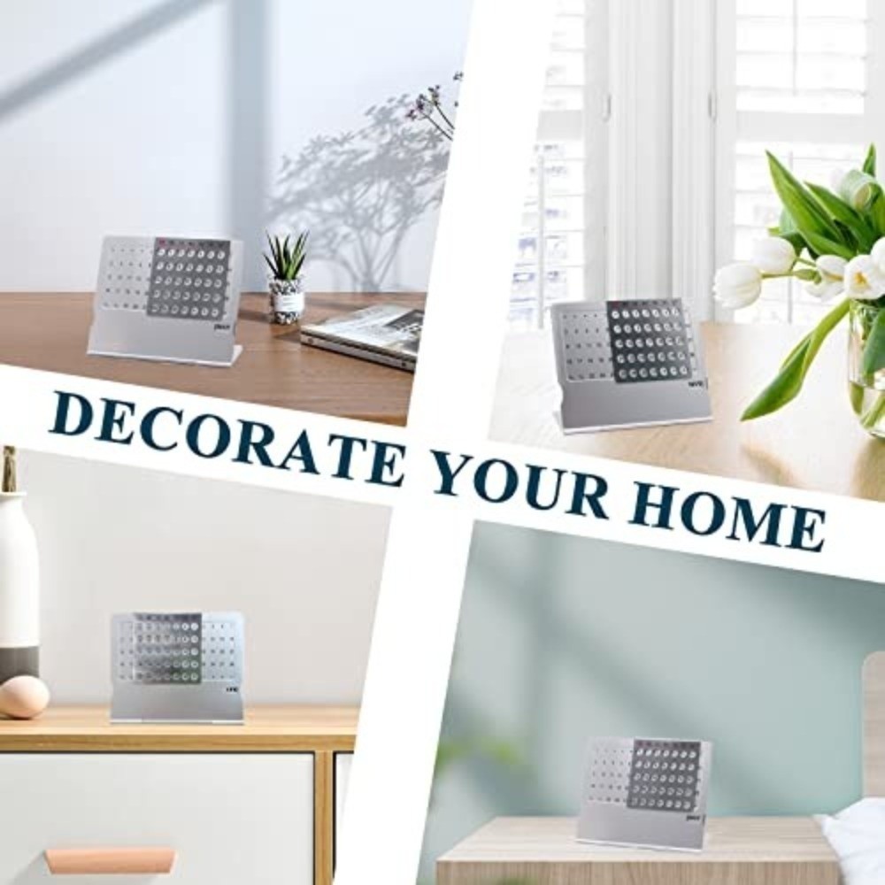 Lịch để bàn HIGHVIEWLS, Lịch vạn niên có thể điều chỉnh bằng hợp kim nhôm, Sử dụng lặp đi lặp lại sáng tạo Thiết lập thủ công Mini đứng hàng tháng Lịch để bàn tại nhà