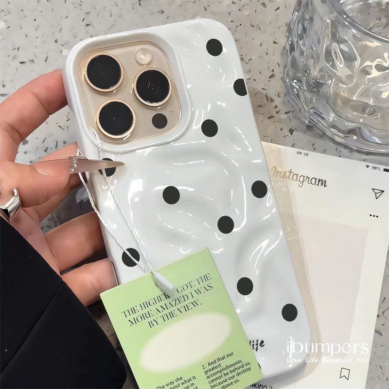 Ibumpers Vibrant Chấm Bi Họa Tiết Meteorite Ốp lưng iPhone 11 12 13 14 15 16 Pro Max Mỏng Silicon Ốp Lưng Mềm Chống Sốc