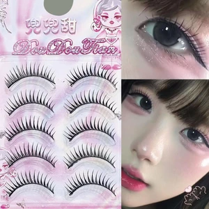 IOIIK 5 cặp-- DIY Cosplay Wispy Dải Lông Mi Người Phụ Nữ DIY Anime Full Dải Lông Mi Cho Làm Đẹp Mắt Cosplay DIY Trang Điểm