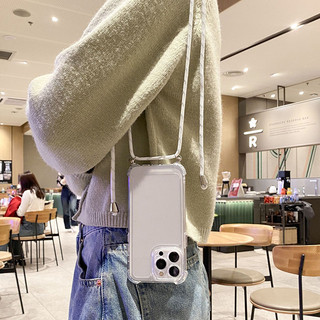 Ốp lưng iPhone trong suốt 4 góc túi khí chống sốc, kèm dây đeo chéo cao cấp cho iPhone 11 12 13 14 15 16 17 Pro Max