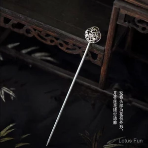 Kẹp Tóc Handmade Bạc Song Song Sen Phong Cách Retro Hanfu - Đơn Giản Và Thời Trang