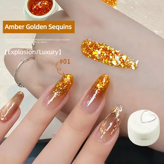 ANNIES Gel móng tay kim sa hổ phách vàng mịn, ánh sáng vàng mật độ cao, keo quang trị liệu, nghệ thuật móng cho tiệm