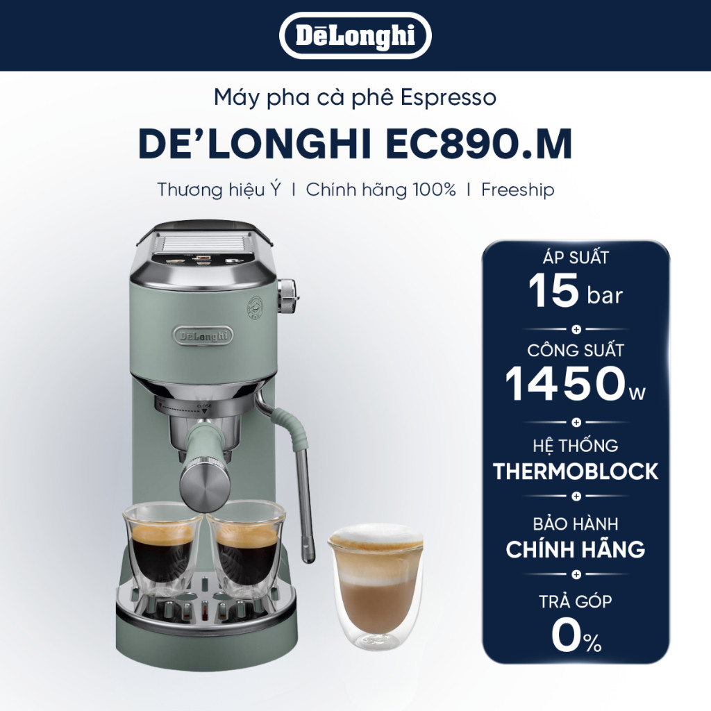 Máy pha cà phê Espresso DeLonghi Dedica Duo EC890 (M/GR/WI) - Bảo hành chính hãng 12 tháng