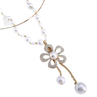 Vòng cổ ngọc trai phù hợp với áo len và dây xích, style Trung Hoa đơn giản,ideal cho mùa thu đông