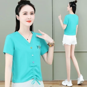Áo thun ngắn tay nữ mùa hè dáng rộng thoải mái
